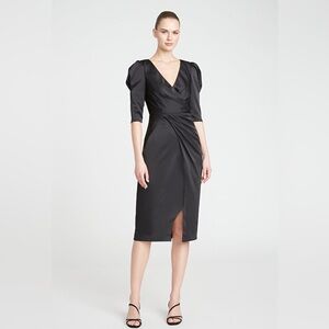 Theia Black Midi cocktail Dress